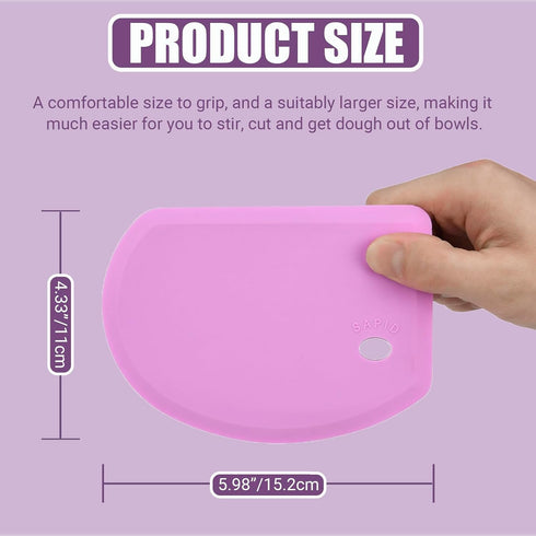 Sapid Silicone Bowl Scraper Flexible Curved Edge (5.98"×4.3"), Food Grade Bench Dough Scraper for Baking Sourdough Bread, Cake, Fondant Icing, Hea...