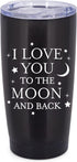 Elanze Designs Love You To The Moon And Back 20 Ounce Classic Black Stainless Steel Travel Tumbler Mug...