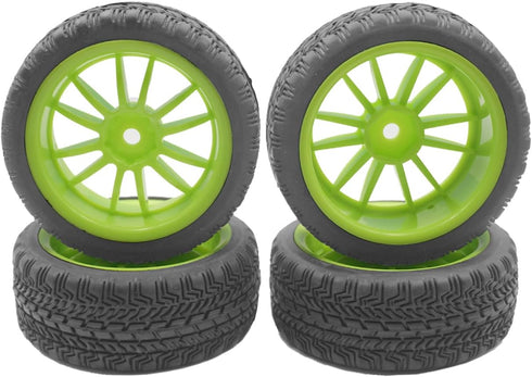 4Pack Vgoohobby RC Rubber Tires and Plastic Wheel Rims 12mm Hex Hub Compatible with HSP HPI Redcat Tamiya RC 1/10 On Road Racing Touring Car...