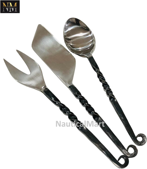 NauticalMart Medieval Feasting Set 3 Pieces Cutlery Knife, Fork, Spoon with leather Case...