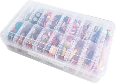 Small Bead Organizers, 19 Pieces Plastic Storage Cases Mini Clear Bead Storage Containers Boxes with Hinged Lid and Large Rectangle Organizing Box...