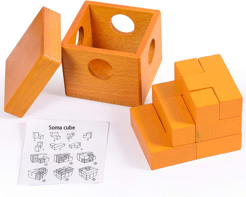 3D Wooden Cube Puzzles Wooden Brain Teaser Puzzle Gift Desk Puzzles Geometric Intellectual Jigsaw Logic Puzzle Educational Games Toy for Kids and ...