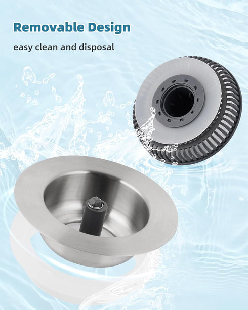 Hygie Rinse 3-in-1 Kitchen Sink Stopper Strainer, 2PCS 304 Stainless Steel Pop Up Sink Drain Strainer with Handle Rod for US Standard 3-1/2 inch D...