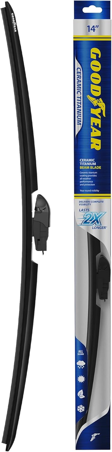 Goodyear Ceramic Titanium 14" Beam Windshield Wiper Blade, Replacement Windshield Wiper Blade with Universal Adaptor, Pack of 1...