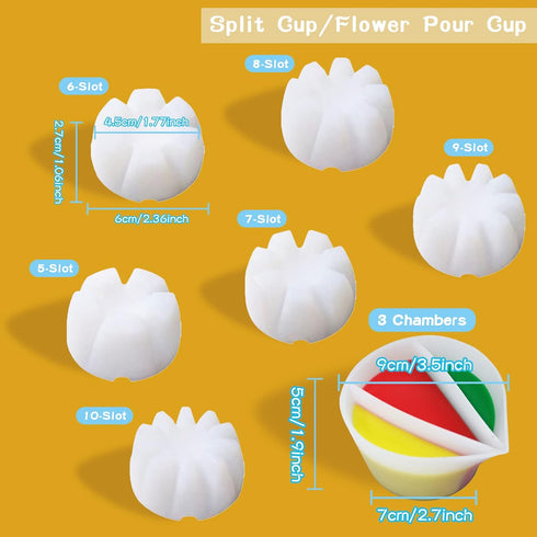 6Pcs/Set Flower Pour Cups Silicone Split Cup for Paint Pouring Acrylic Pouring Flower Strainers Fluid Art Pour DIY Resin Molds for Making Painting...