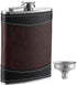 Premium 1 Pack 8 Oz Hip Flask for Liquor Soft Touch Leather Wrap with Funnel,18/8 Stainless Steel Highest Food Grade Leak Proof Classic Flask...
