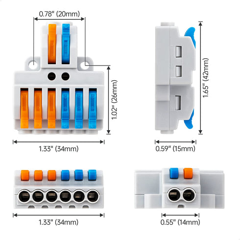 GKEEMARS 10 Pcs Lever Wire Connectors, Quick Wiring Cable Connector Push-in Conductor Terminal Block (2 in 6 Out)...