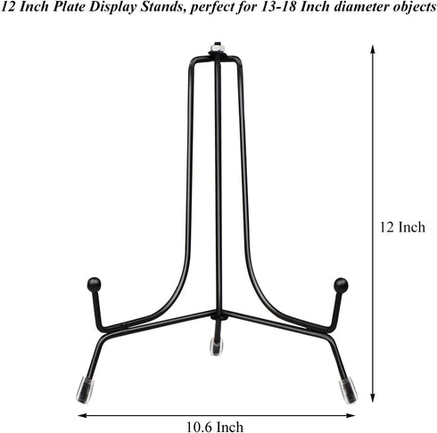 2 Pack Upgraded Plate Display Stands, 12 Inch Anti-Slip Iron Photo Holder Stands Book Display Stands, Compatible 13 to 18 Inch Decorative Plates, ...