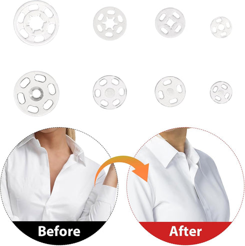 120 Sets Plastic Sew-on Snap Buttons Fasteners Buttons Invisible Sewing on Snap Buttons Round Clear Press Button Clear Snaps for Sewing Shirts Sew...