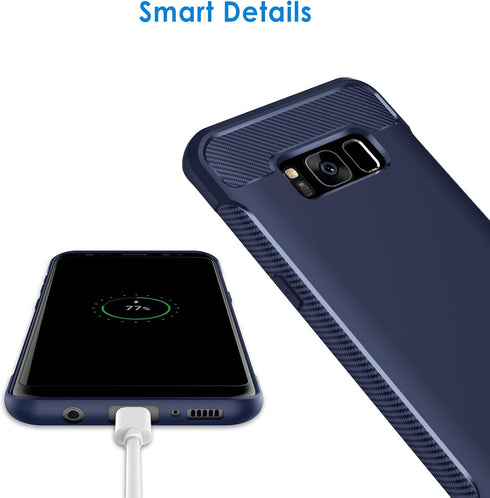 JETech Slim Fit Case for Samsung Galaxy S8, Thin Phone Cover with Shock-Absorption and Carbon Fiber Design (Blue)...