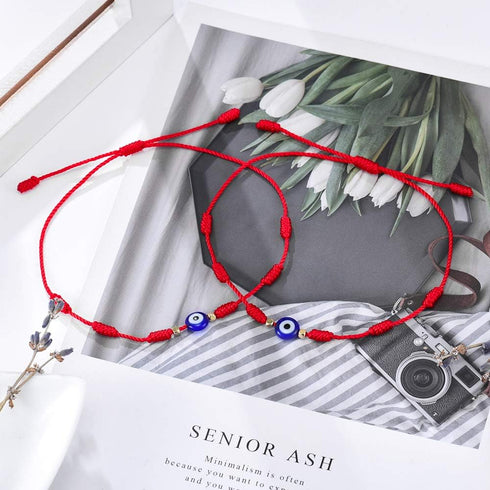 Tarsus (Ver.3) Evil Eye 7 Knot Lucky Bracelets Adjustable Red String Amulet for Women Men Boys & Girls...