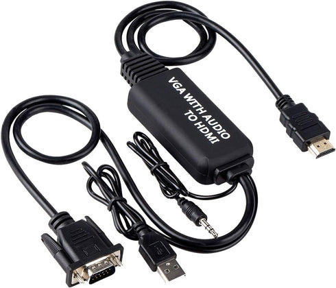 VGA to HDMI Adapter Cable, 4ft with Audio for PC, Laptop to Monitor, Display, HDTV...