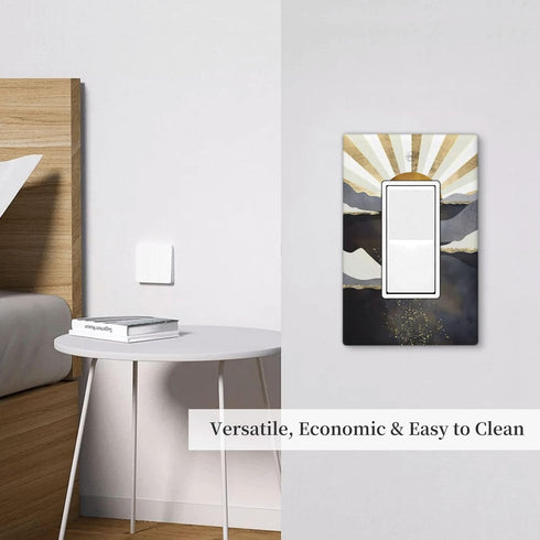 Mid Century Abstract Boho Sun Decorative Single Rocker Light Switch Plates 1 Gang Outlet Covers Wall Plate Electrical Switchplate Faceplate for Ba...