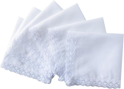 COCOUSM Womens Handkerchiefs White Cottom Crochet Lace Bridal Wedding Hankies 6 Pieces...