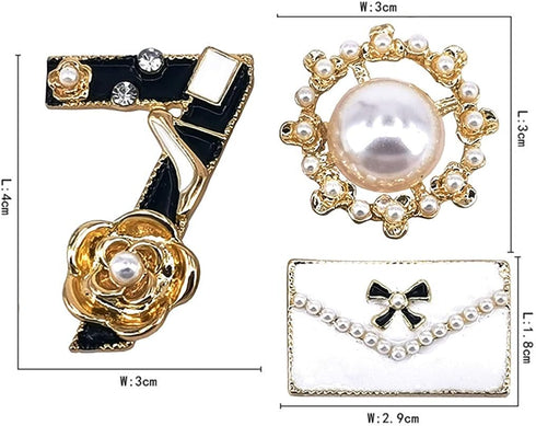 Celebrity Designer Inspired Flower Brooch Pin Gift Set Jewelry For Wedding Party...