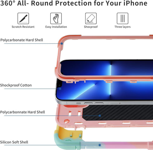 MARKILL Compatible with iPhone 13 Pro Max Case 6.7 Inch with Ring Stand, Heavy-Duty Military Grade Shockproof Phone Cover with Magnetic Car Mount ...