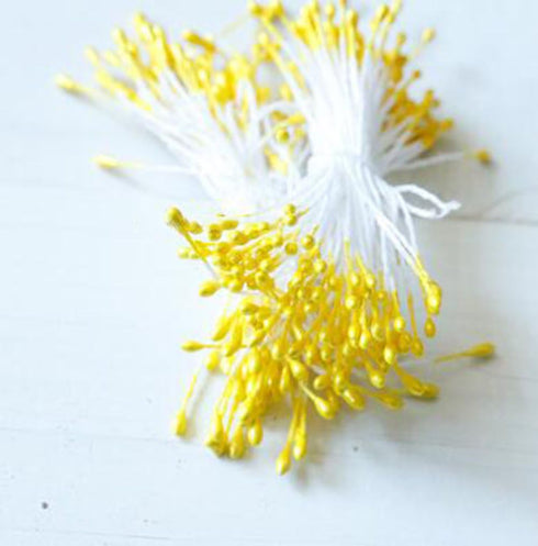 SK Flower Stamens 2 Bundles of 160-180 Stems Pearl Stamens for Scrapbooking Pistil Cake Decoration Craft DIY, 2.17-Inch, Yellow...