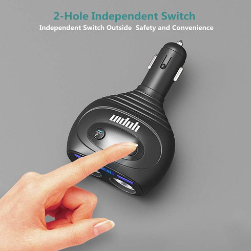 2 Sockets Cigarette Lighter Splitter, QC3.0+5V 2.4A Dual USB Car Charger, Separate Switch Voltage Display, 12/24V 80W Power Adapter Compatible iPh...