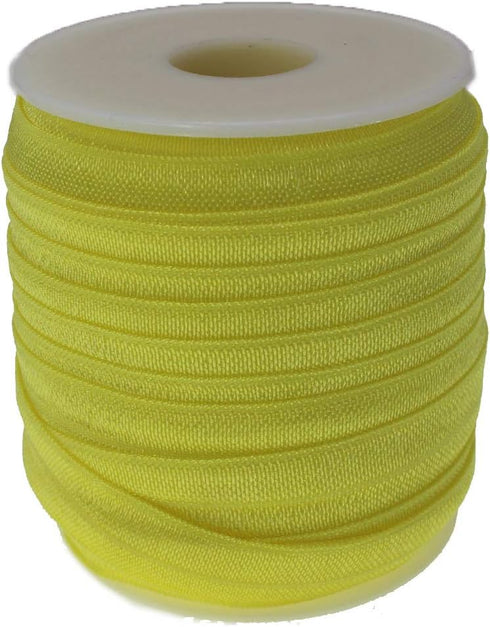 PAMIR TONG 25 Yards 5/8'' Fold Over Elastic FOE Headband Baby Hairbow Soft Foldover Elastic Binding Webbing Tape Craft Sewing (Yellow)...