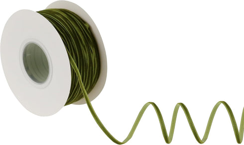 Moss Velvet Ribbon 1/8" Thin Green Ribbon Vintage Velvet Ribbon Narrow Olive Green Ribbon 1/8" for Wedding Invitations, Crafts, Gift Wrapping, and...