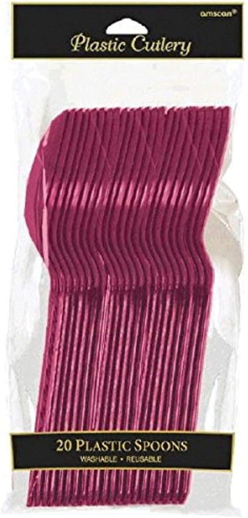 amscan Reusable Spoon Tableware Party Supply (20 Piece), Berry (4547.27)...