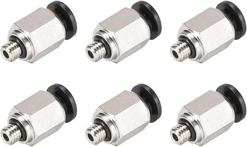 uxcell Straight Pneumatic Push To Quick Connect Fittings M5 Male x 4mm Tube OD Silver Tone 6pcs...