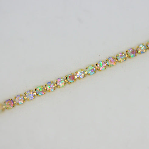 10 Yard Crystal AB Rhinestone Close Chain Clear Trim Sewing Craft (Gold, 4mm)...