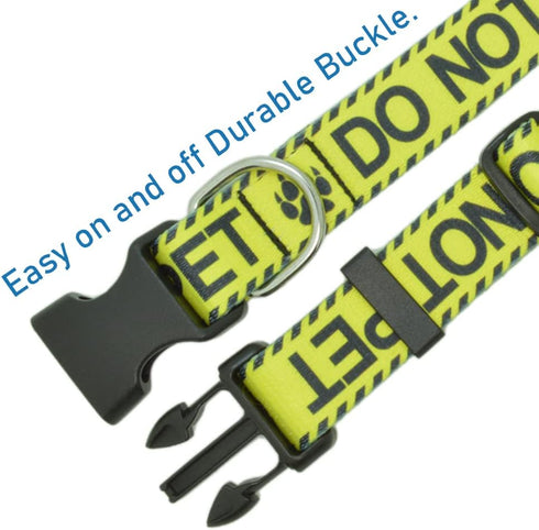 Dog Collar for DO NOT PET, Sturdy Durable with Buckle, Yellow Dog Collars for Small Medium Large Dogs, Premium Adjustable Polyester Pet Collar...
