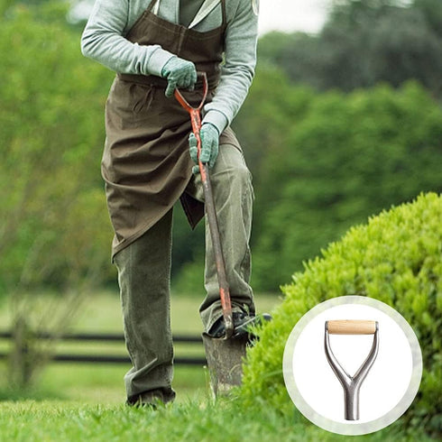 Shovel D Grip Handle, Solid Iron Shovel Handle Reusable Y Grip Replacement Accessories with Wooden Grip for Garden Digging Raking Tool(Silver)...
