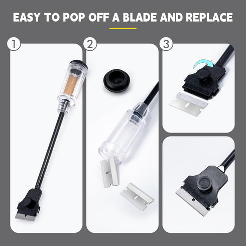 FOSHIO Multi-Purpose Window Tint Removal Tool Set with Long Handle Razor Blade Scraper, Retracted Metal Razor, Mini Plastic Scraper, Microfiber Cl...