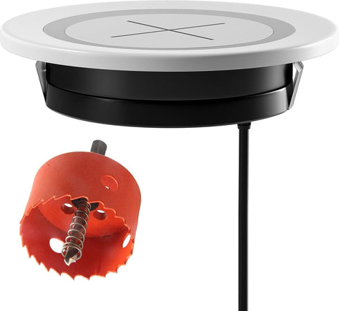 Wireless Charger with Desk Grommet with 60mm Hole Saw Drill Bit, JE Make IT Simple 15W Max Power Wireless Charging Pad Station, for iPhone, Samsun...