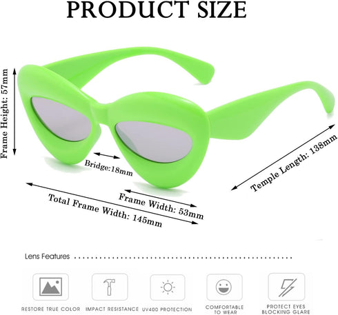 Long Keeper Sexy Lip Sunglasses - Unique Women Thick Frame Cat Eye Candy Color Punk Sun Glasses UV400...