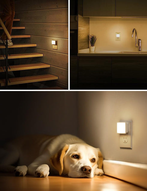 L LOHAS LED Night Lights Plug into Wall 2-Pack, 0.3W Plug in Night Light, Dusk to Dawn, 3000K Soft White, Bright Nightlight Auto-On/Off, for Adult...
