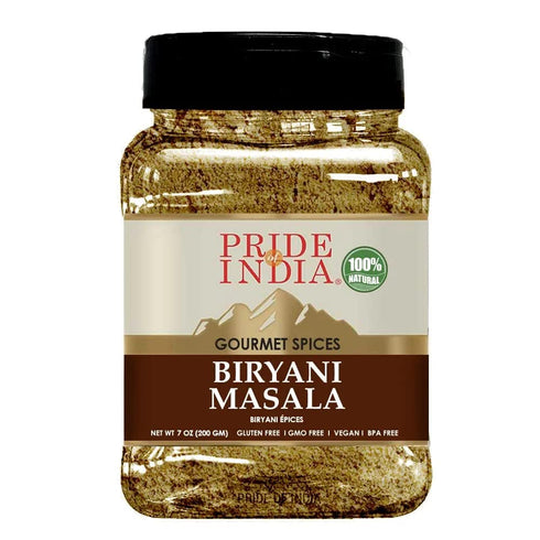 Pride Of India – Indian Biryani Masala Seasoning Spice - 7 oz. Medium Dual Sifter Jar - Easy to Use - Ideal for layered vegetable and meat pilaf –...