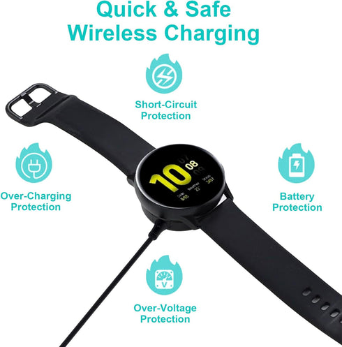 SEVENKA 2-Pack USB Wireless Charger for Samsung Watch Charger, Galaxy Watch6/6 Classic/ 5/5 Pro/4/4 Classic/3/Active 2/1, 1m Long & 30cm Short Rep...