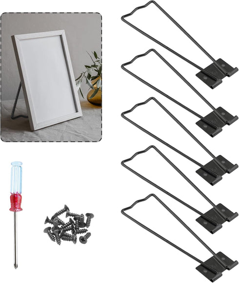 5 Pcs Easel Back, Iron Picture Frame Easel Back, Photo Frame Easel Back Stand with Screws & Screwdriver (Black)...