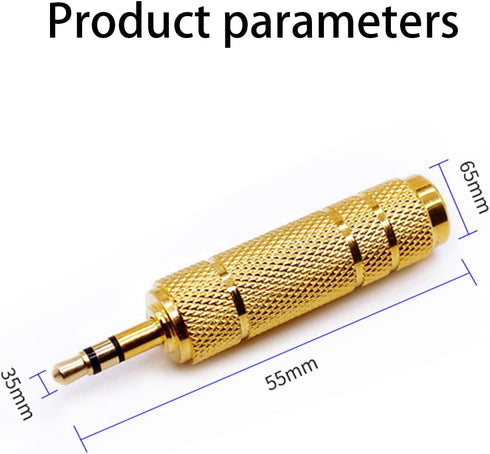 6PCS 3.5mm 1/8" Male Plug TRS to 6.35mm 1/4" Female Stereo Jack Adaptor-Gold Plated Converte,for Audio Earphone,Headphones ect...