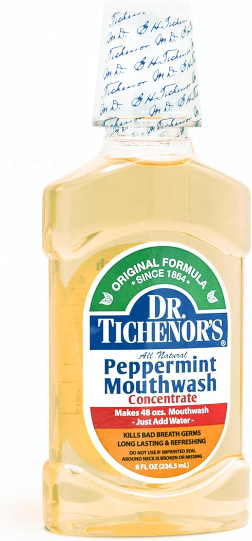 Dr. Tichenor's Peppermint Mouthwash Concentrate - Oral Rinse for Bad Breath and Oral Health with a Minty Punch for Soothing Relief of Minor Sore T...