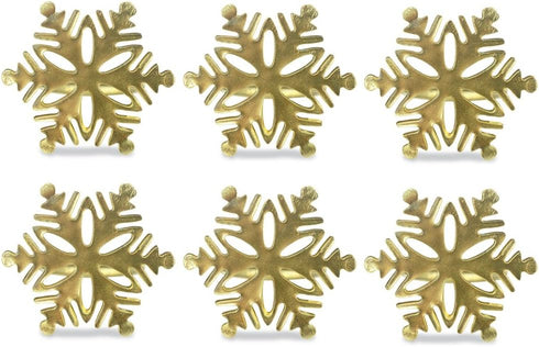 DII Christmas Thanksgiving Holiday Tabletop Décor Collection Decorative Napkin Ring Holder Set, 2.5" Diameter, Gold Snowflake, 6 Piece...