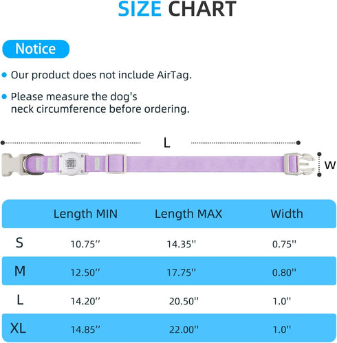 Airtag Dog Collar QR Code - IP68 Waterproof Integrated Air Tag Dog Collar Holder ID Tag - Free Pet Online Profile - Durable Natural Cotton Hemp - ...