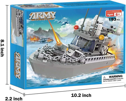 Army Toys Battleship Building Blocks Coast Guard Warship with Solid Hull and Deck Building Set Fun Preschool Educational toys for Boys and Girls 6...