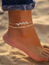 Foxgirl Gold Ankle Bracelets for Women,14k Gold Plated/Silver Anklets for Women Waterproof Layered CZ Leaf Beaded Cuban Chain Anklets Set Summer B...