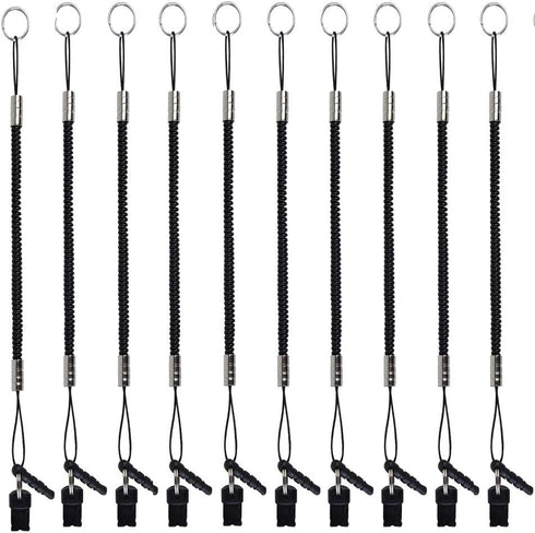 TianCi Stylus Tether 10 Pack of Detachable Elastic Coil Lanyards/Tether Strings with 3.5mm Earphone Jack for Stylus Touch Pens Black...