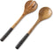 Folkulture Salad Servers or Salad Tongs, Wooden Utensils for Serving Salad, 12-inch Spoon and Fork Set, Mango Wood, Black Servers...