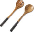 Folkulture Salad Servers or Salad Tongs, Wooden Utensils for Serving Salad, 12-inch Spoon and Fork Set, Mango Wood, Black Servers...