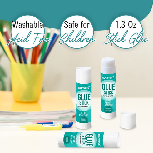 Glue Sticks 1.3 Ounce - 4 Count Glue Stick, All Purpose White Glue Sticks for Kids, Washable Glue Sticks Bulk - Large Glue Sticks for School and H...