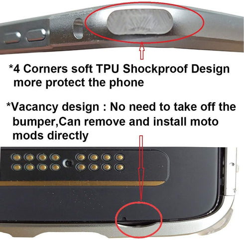 Moto Z3 / Z3 Play Case Bumper, Mods Compatible Luxury Aluminum Metal Frame Cover 4 Corners Shockproof Protective Slim Fit for Motorola Moto Z3/Z3 ...