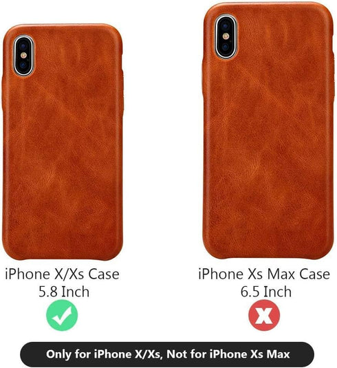 TOOVREN for iPhone X Leather Case Protective Ultra Thin Vintage Anti-Slip Grip Shell Hard Back Cover for iPhone X /10 5.8'' Brown...