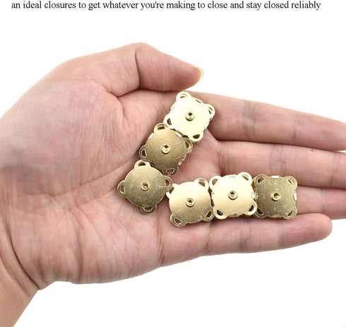 Hahiyo 19.1mm Length Magnetic Buttons Close Effortlessly Strong Bond Manageable Apart Easy Glue Sew-On Fastener Snap Clasps Gold 12 Pieces for Clo...