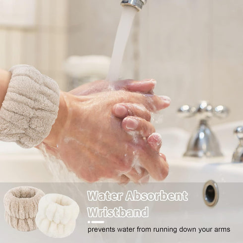 5Pcs Face Wash Headband and Wristband Set for Women,Spa Skin Care Headband for Washing Face, Hair Band and Wrist Towels Water Guards for Washing F...